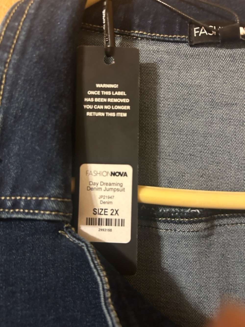 Fashion Nova Dark Blue Denim Jumpsuit - Picture 2 of 9